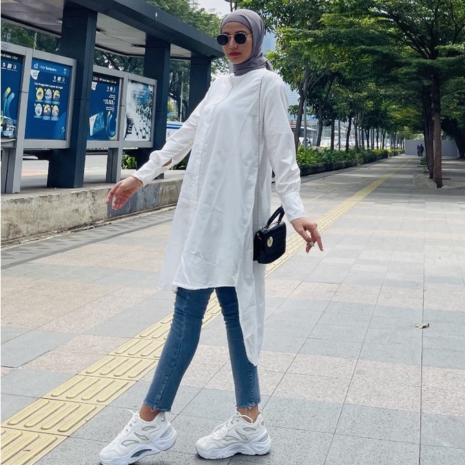 NunuLisaTan - Kemeja atasan long tunik busui oversize AILENLI