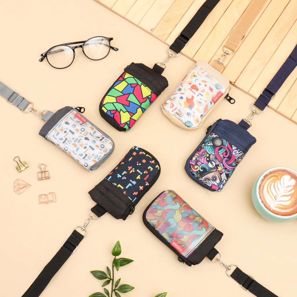 Gantugan ID Card Dompet Kasual Kalung Gantung Multifungsi Wanita Priar Motif Hanging Wallet Footage