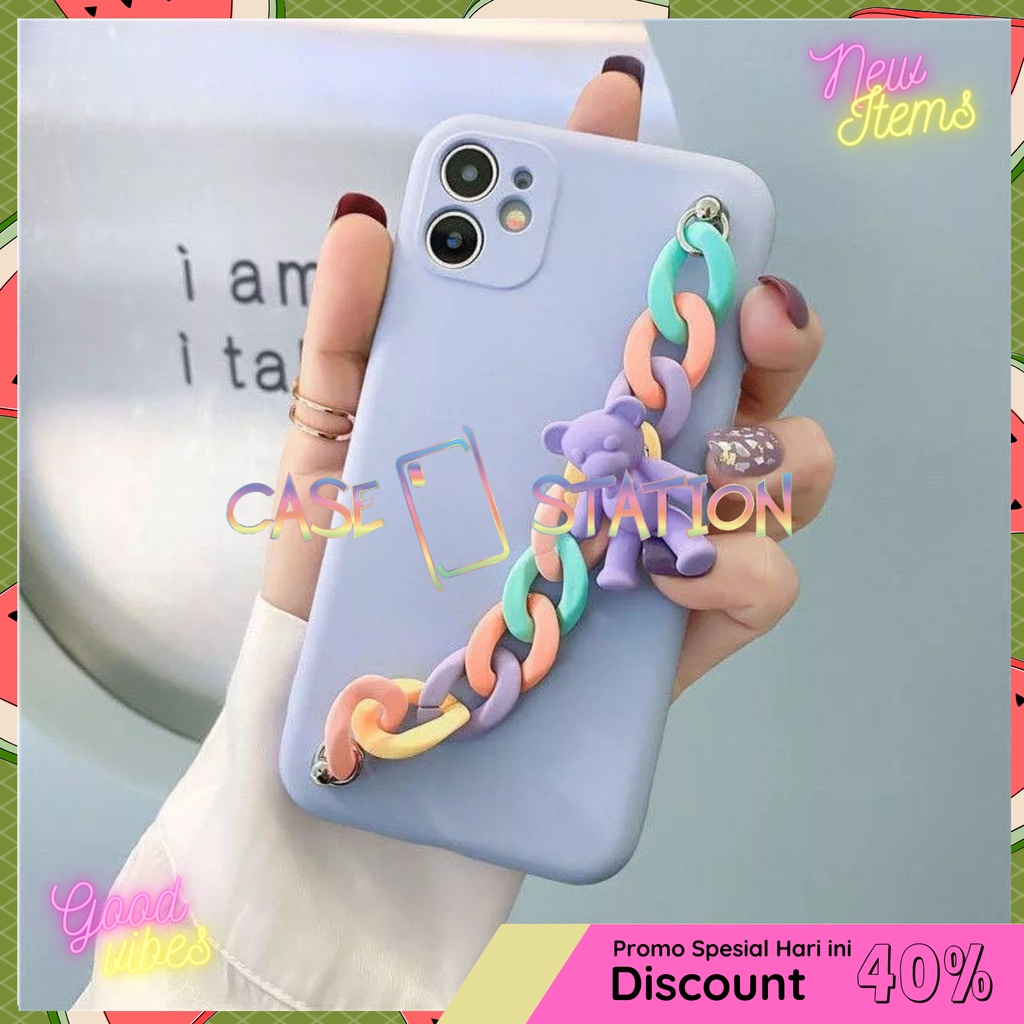 Case Candy Xiaomi Redmi 9C Include Gelang Rantai 3D Bear Limited Edition