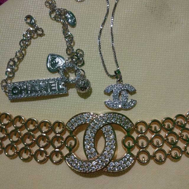 Gelang chanel gold besar+gelang chanel silver+kalung chanel silver