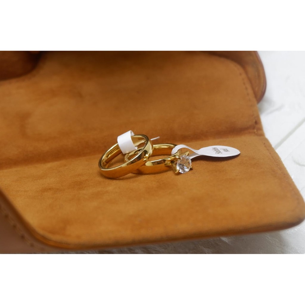 Cincin Xuping Couple Gold Perhiasan Fashion Permata