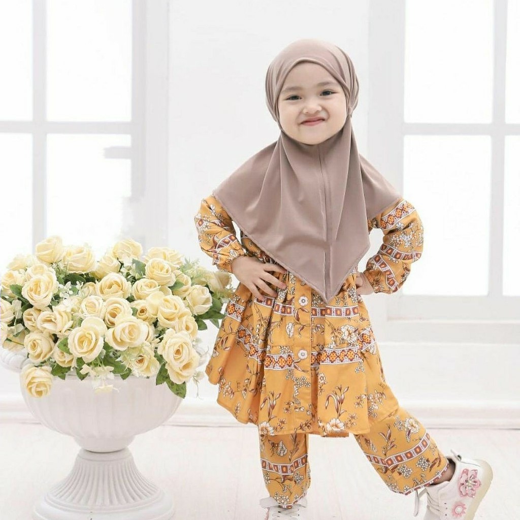 Oribel Kids 5 Thn Setelan Baju Muslim Anak Plus Khimar Pakaian Anak Gamis Anak