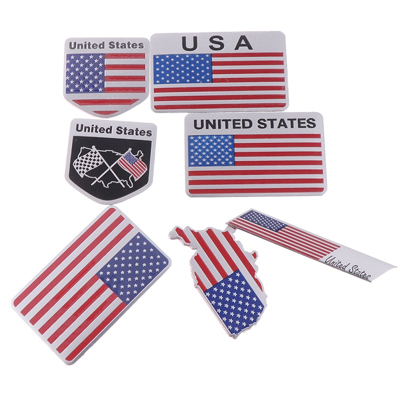 # Kaos T-Shirt Wanita Lengan Pendek Motif Print #1pc Stiker emblem / Badge Bendera Amerika Bahan alloy Untuk Mobil / Motor