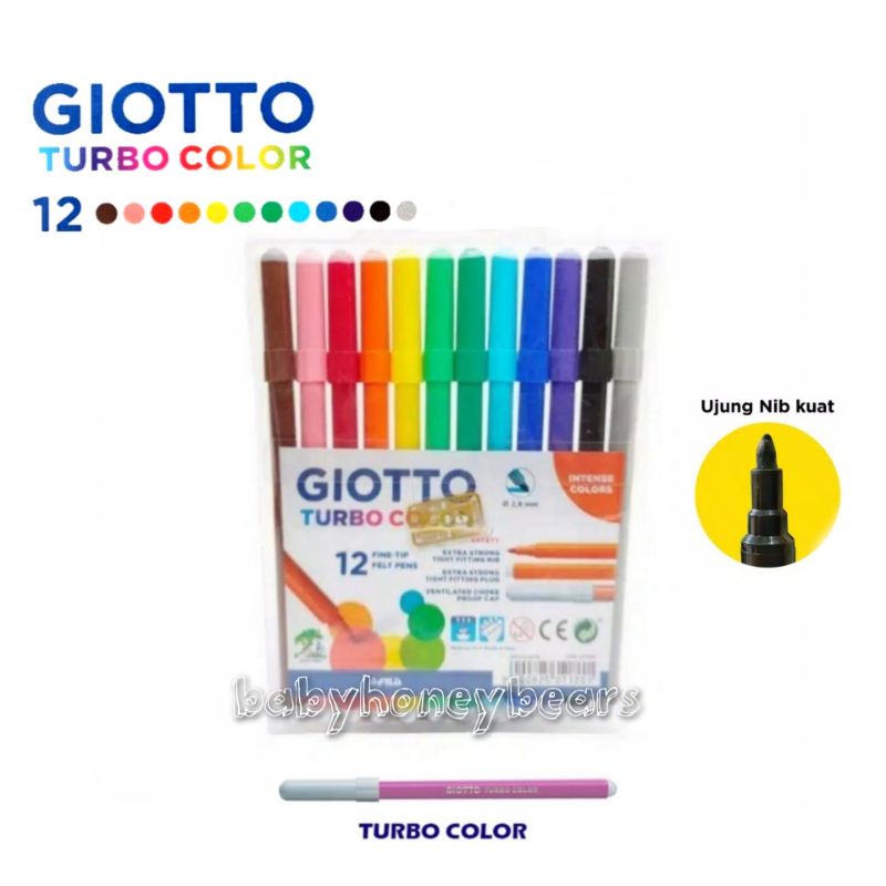 

Spidol Giotto Turbo Color Set 12 Warna Colouring Marker Strong Nib