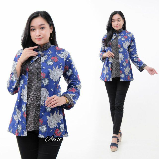 tey-17 Batik wanita ASJ SA HRB026 Kenongo Kemeja Tosca Pendek-Code J