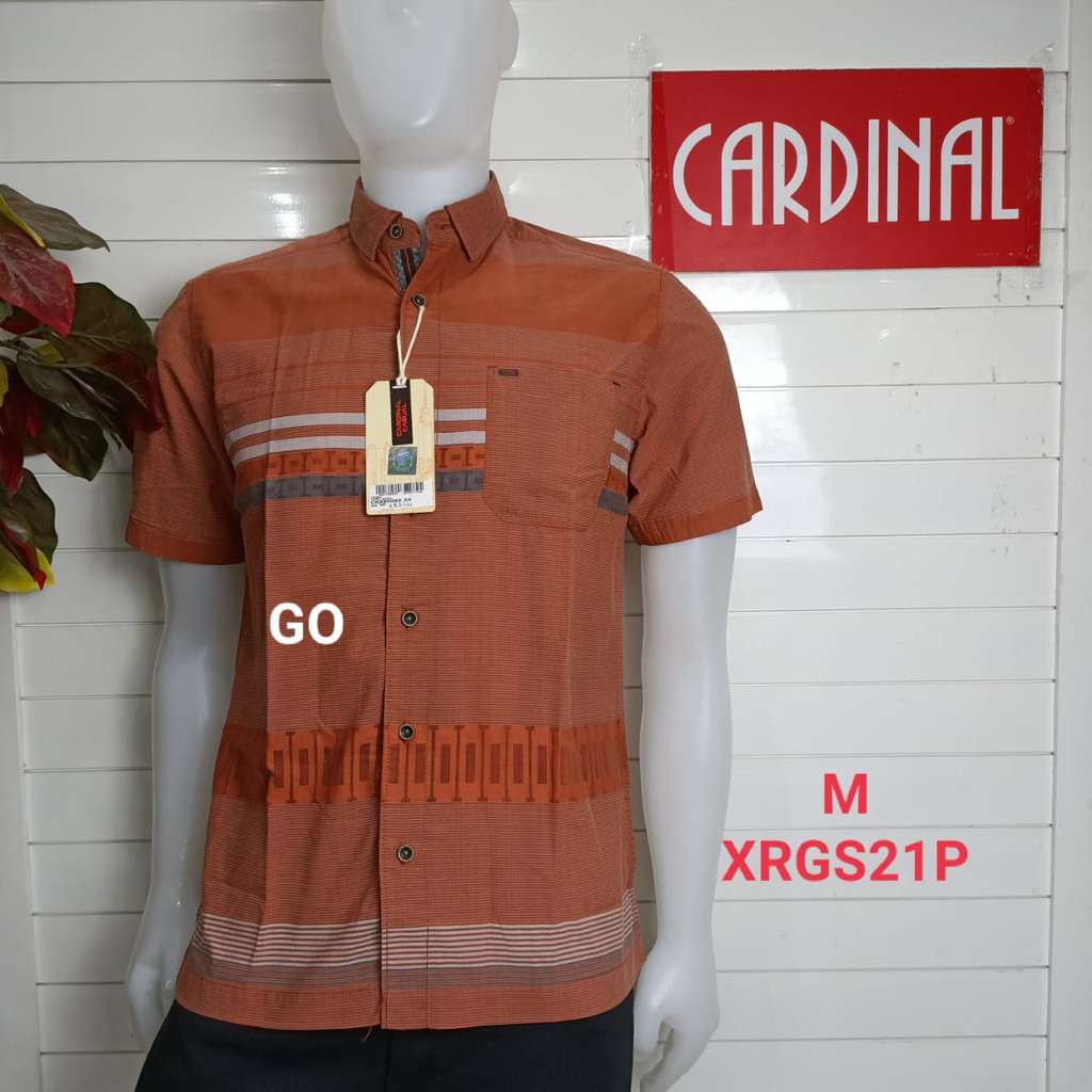 gof M CARDINAL KEMEJA CASUAL Pakaian Atasan Pria Kemeja Reguler Hem Casual Santai Lengan Pendek