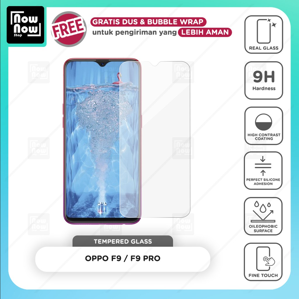 Tempered Glass Anti Gores Oppo F9 / F9 Pro Screen Guard Protector 9H Kaca Temperglass