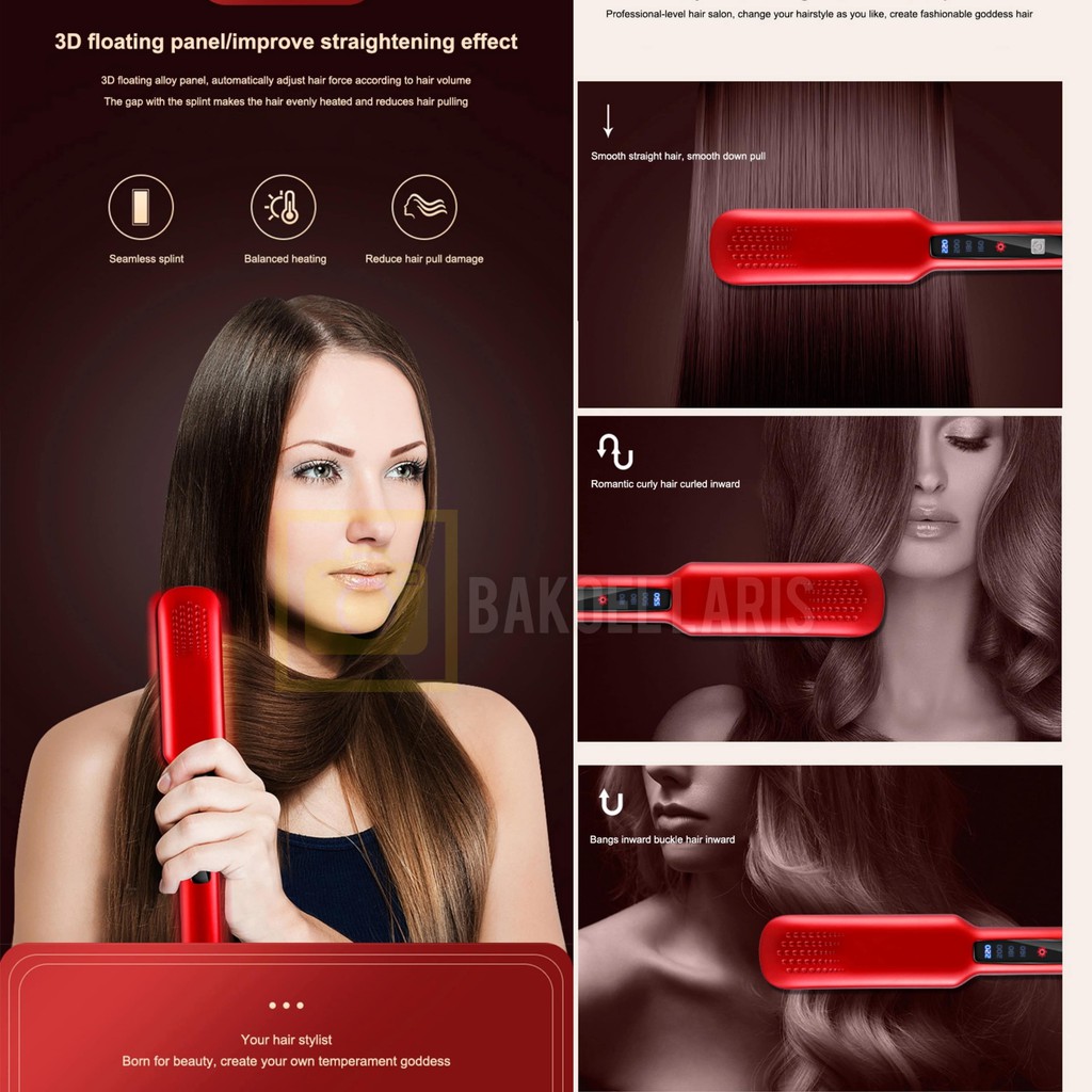 Catokan Rambut 3in1 Pengatur Suhu Layar LCD Catok Smoothing Curly Salon