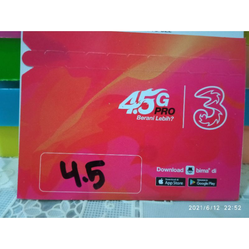 Kartu Perdana Tri 4.5 GB Happy Happi BM3X Murah