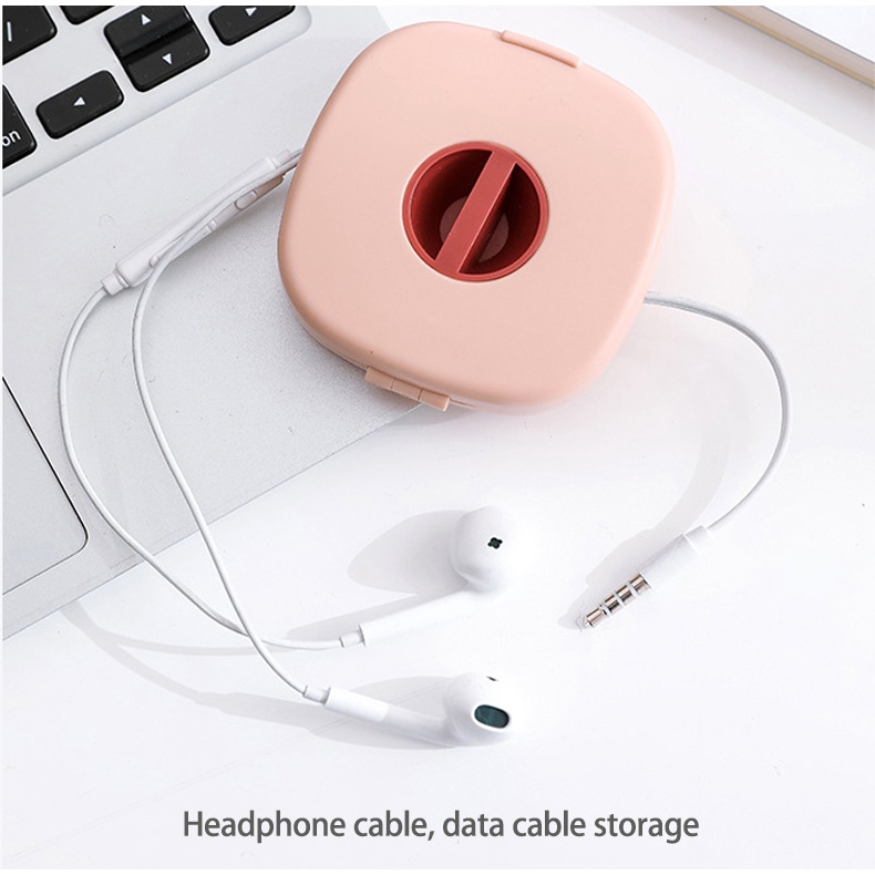 Rotating Multi-Function Data Cable Storage Box With Mobile Phone Holder