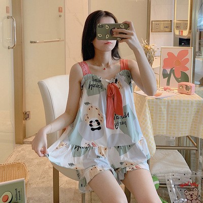 TINO TINO Piyama Set / Setelan Piyama Pendek Model Rompi Berbagai Macam Motif-PANDA CUTE