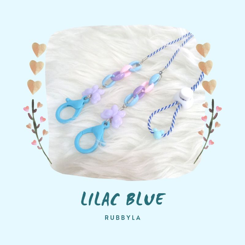 Hijab Konektor Masker / Strap Masker / Tali Kalung Masker Rubby / Lilac Blue