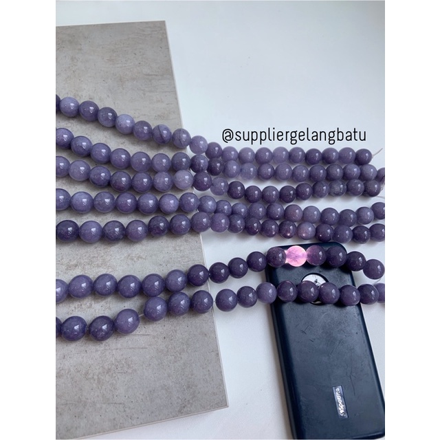 batu purple krisopras 14mm natural ungu perhiasan bahan gelang kalung anting strap mask kerajinan tangan craft citayam fashion week etink vintage elegan bali manik crystal perhiasan