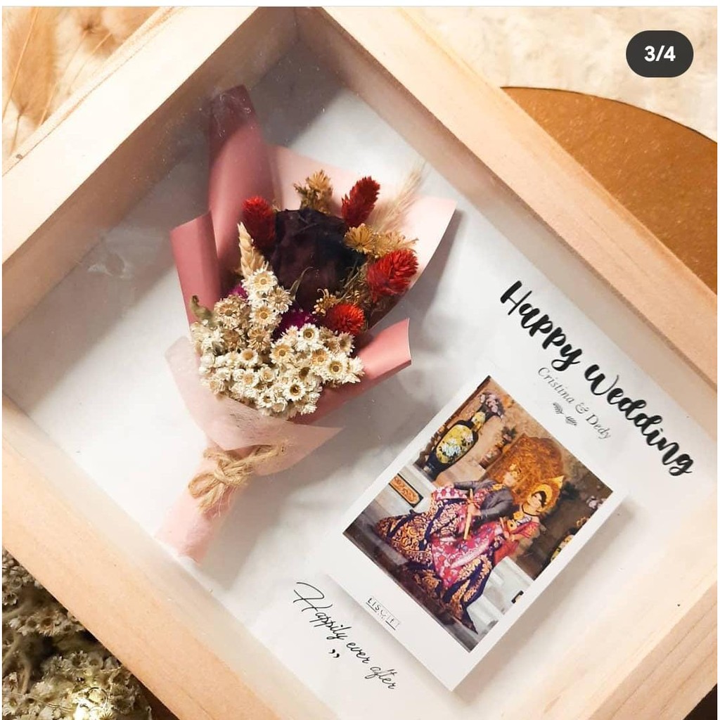 Download 3d Frame Mini Bouquet Dried Flower Gift Custom Shopee Indonesia