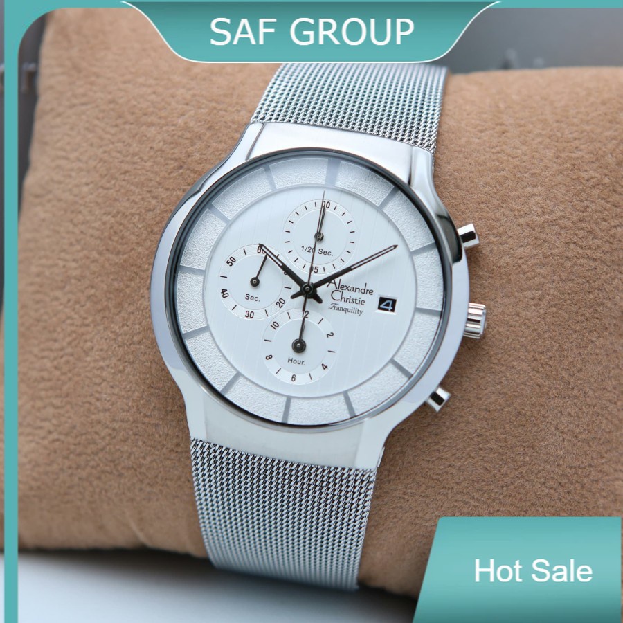 JAM TANGAN PRIA ALEXANDRE CHRISTIE AC 6245 / AC6245 SILVER WHITE ORIGINAL by plp