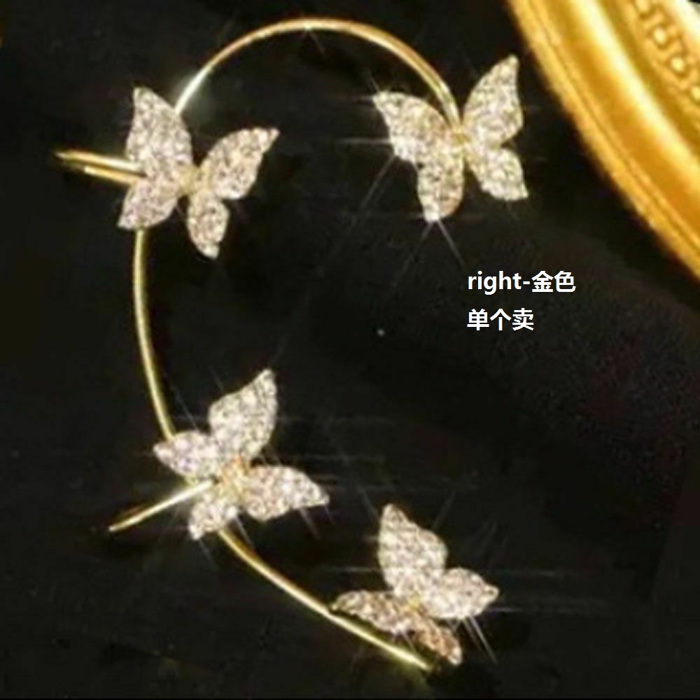 【COD Tangding】1PC Sparkling Zircon Butterfly Earclip Ear Wrap Dangle Ear Cuff NonPiercing Fashion Accessories Jewelry