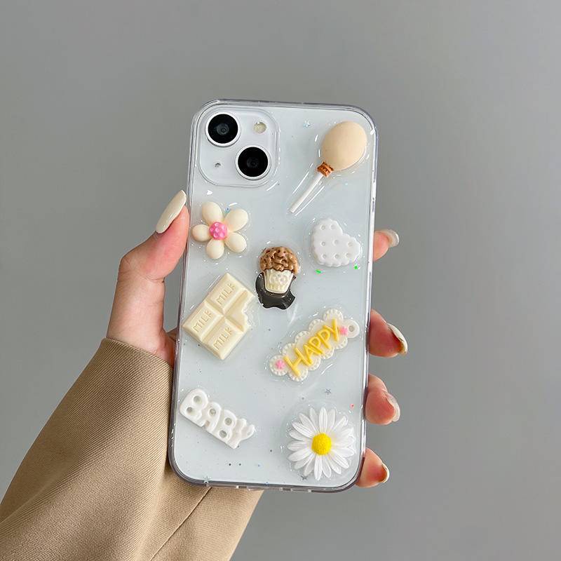 Soft Case Transparan Motif Cokelat Putih 3D Untuk iPhone 13 12 11 Pro MAX Mini X XS MAX XR SE 2022 2020 7 8 Plus