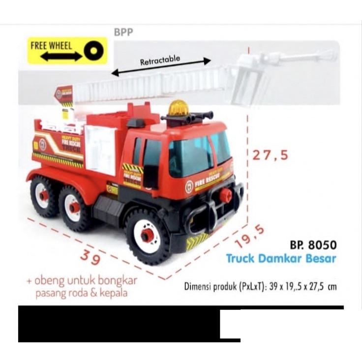 MAINAN ANAK TRUCK DAMKAR BESAR / BP8050