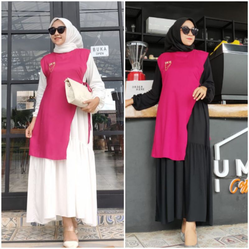BISA COD FIONA MIDI DRESS GAMIS MAXI MIDI SET OUTER ROMPI VEST RAJUT KATUN RAYON POLOS BUSUI JUMBO O