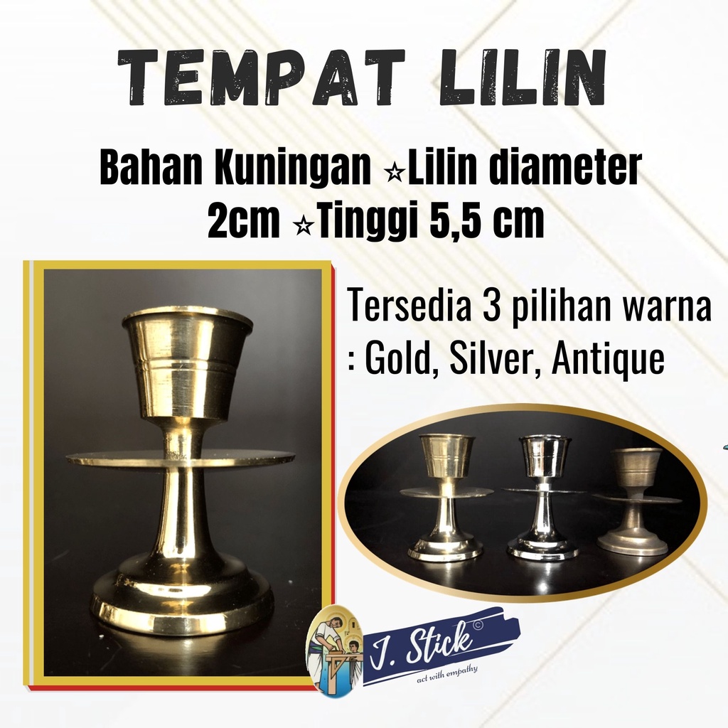 Tempat Lilin - Kuningan , lilin diameter 2 cm