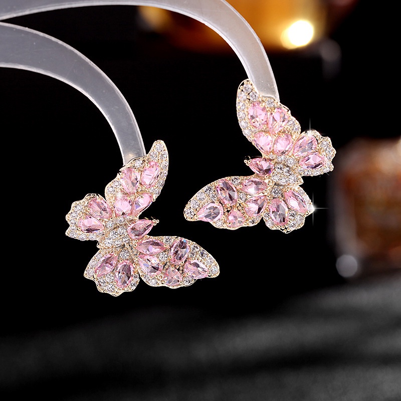 Fashion Moissanite Butterfly Shape Sterling Silver Needle Earrings