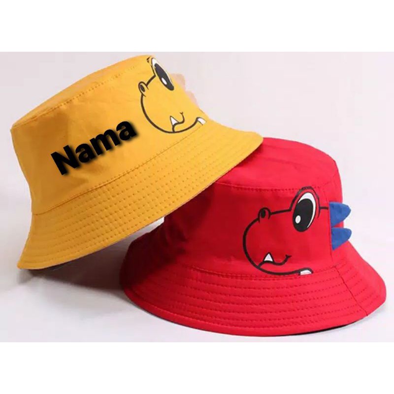 TOPI BUCKET NAMA TOPI BUKET KARAKTER DINO SAURUS FREE BORDIR NAMA ANAK LAKI LAKI DAN PEREMPUAN