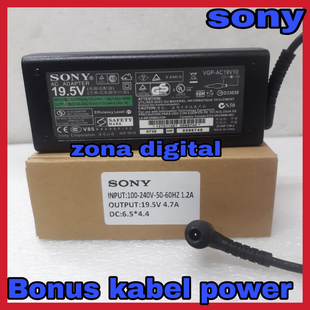 ADAPTOR CHARGER TV SONY VAIO 19.5V 474A CGA-AC19V10 PCGA-AC19V11 VGP-AC19V12 VGN-A6 VGP-AC19V13