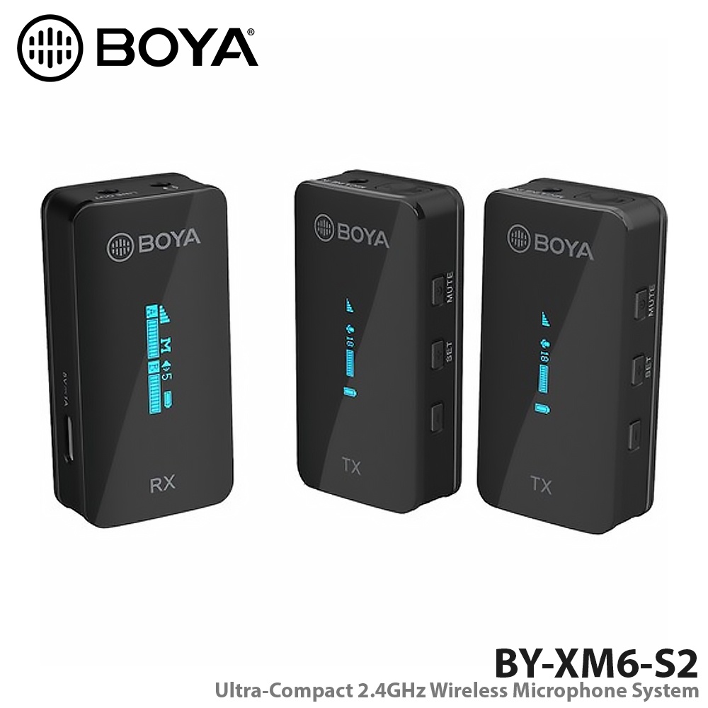 BOYA BY-XM6-S2 Ultra-Compact 2.4GHz Wireless Microphone System with 2 Transmitter