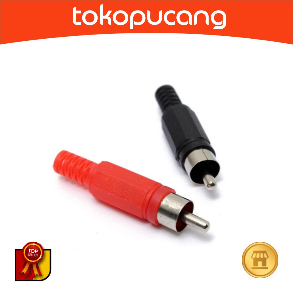 Jack RCA Plastik / Jack RCA PVC Merah + Hitam Audio Jek Male Konektor