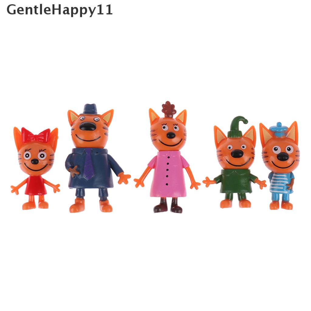 Gentlehappy 5x Three Little Kittens Action Figure Mainan Kartun Rusia Anime Mini Happy Cats