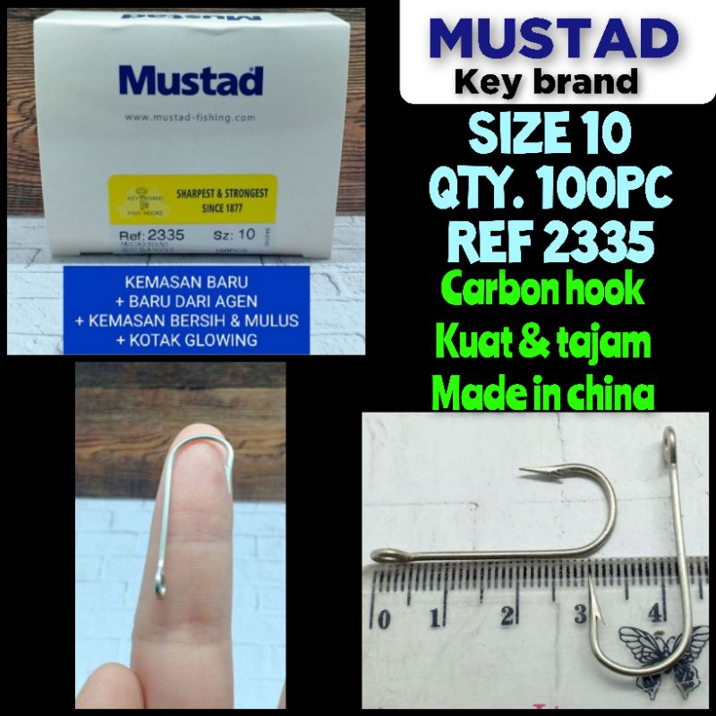 MUSTAD HOOK SIZE 10 REF.2335 QTY.100PC ROUND BENT SEA HOOKS KAIL PANCING CAP KUNCI KAIL KUAT KAIL MA