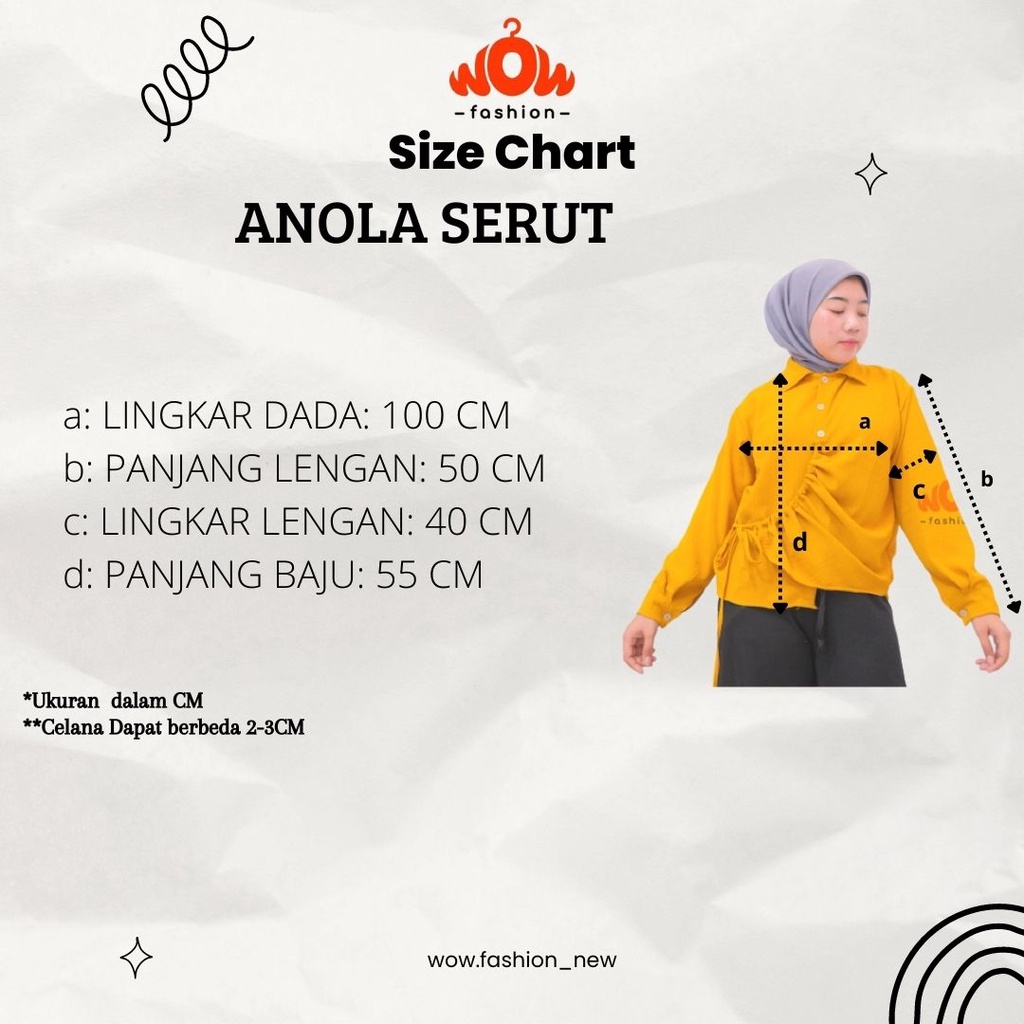 ANOLA BLOUSE SERUT CRINKLE AIRFLOW/ KEMEJA SERUT / BLOUSE KEKINIAN / OOT SIMPLE