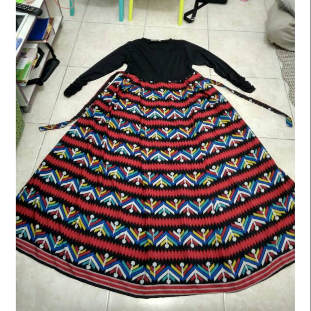 Gamis batik kombinasi jersey