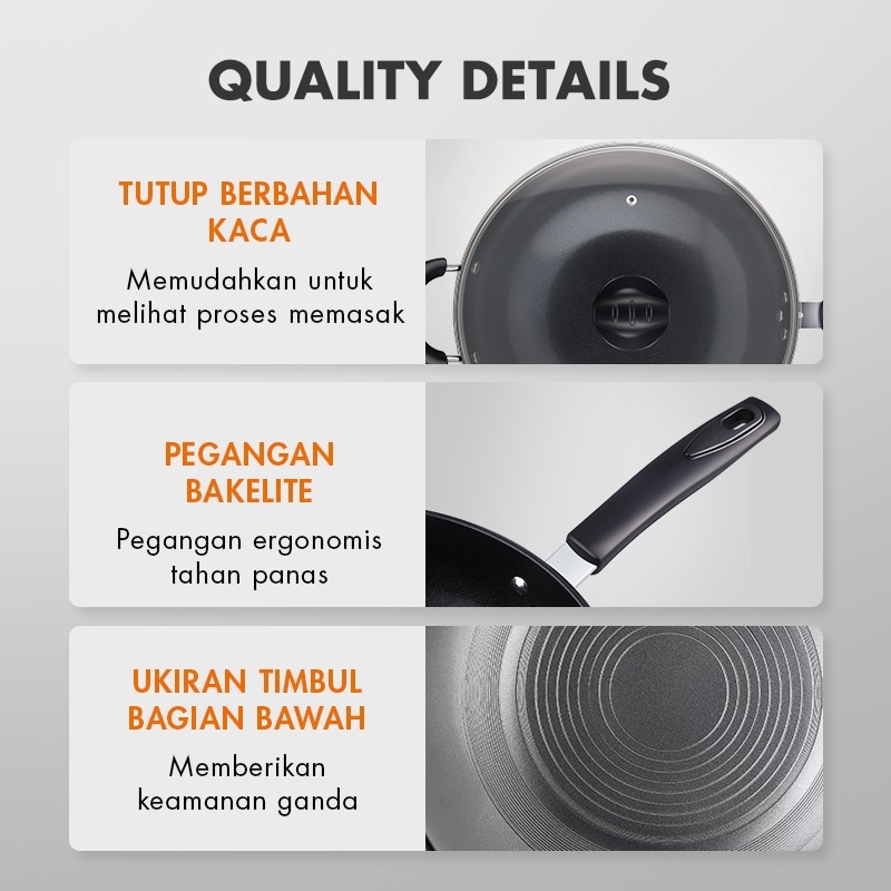 Gaabor Panci Penggorengan Wok Anti Lengket GW-A32A01 Non-Stick