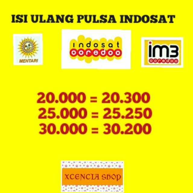 Isi Ulang Pulsa Reguler Indosat M3 Im3 Mentari 20k 25k 30k Shopee Indonesia
