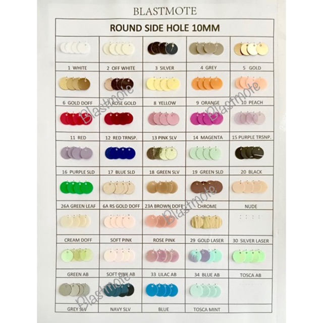 PAYET SQUIN ROUND SIDE HOLE 10MM dan 11mm warna 1