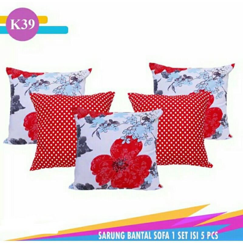 Set sarung bantal kursi sofa cushion cover 60x60 cm sarban dotty merah