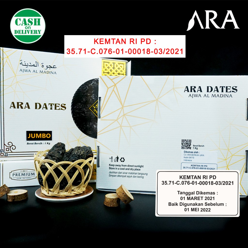 

Kurma Ajwa Jumbo Premium Kemtan 1 Kg Kurma Nabi Asli ARA DATES