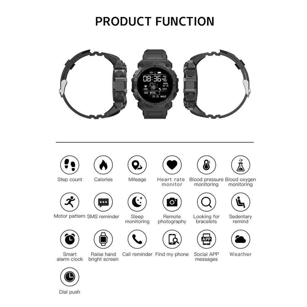 Smartwatch Pria Wanita FD68 Jamtangan Pria Digital astronaut Watch Face Bluetooth Heart Rate