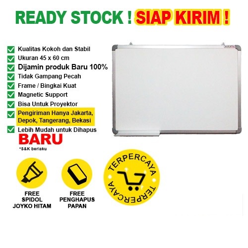 

Whiteboard / Papan Tulis Magnetic SAKANA 45x60 cm ( Single Face )
