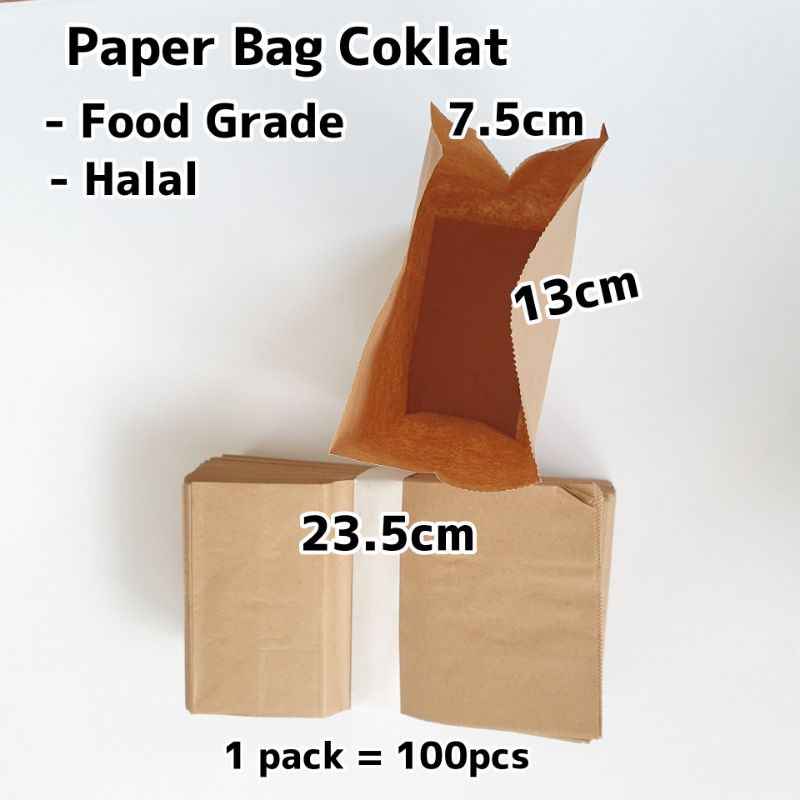 Jual Kantong Kertas Paper Bag Coklat Food Grade Cokelat Brown Paperbag