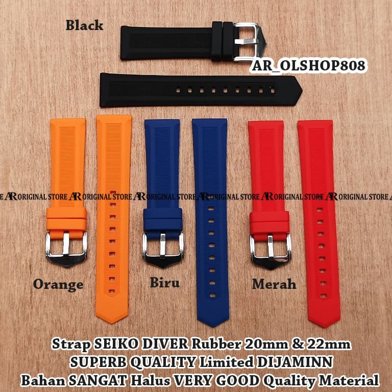 Strap Seiko Rubber Silicone / Strap Silikon Aftermarket Strap SEIKO DIVER 20mm 22mm Rubber Strap 20 