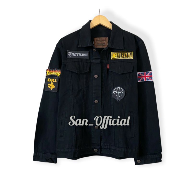 JAKET DENIM Keren / JAKET JEANS Pria Keren MURAH Kualitas Premium PATCH Sudah Terpasang (Bisa COD)-HITAM THRASHER