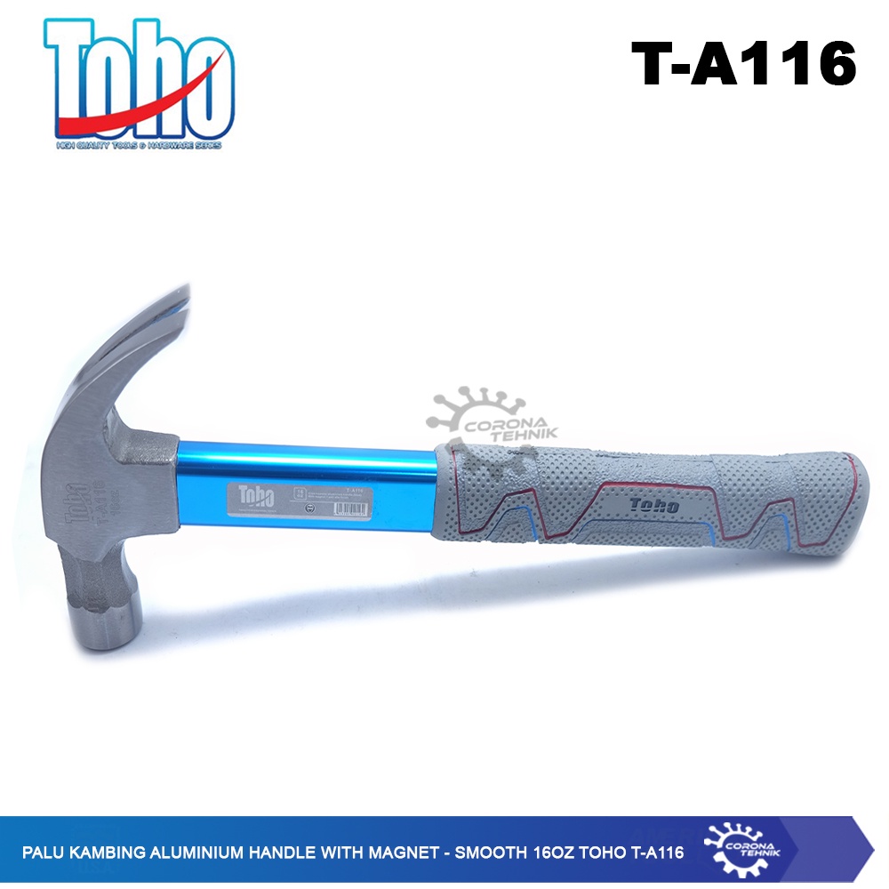 Toho T-A116 - Palu Kambing Aluminium Handle With Magnet - Smooth 16Oz