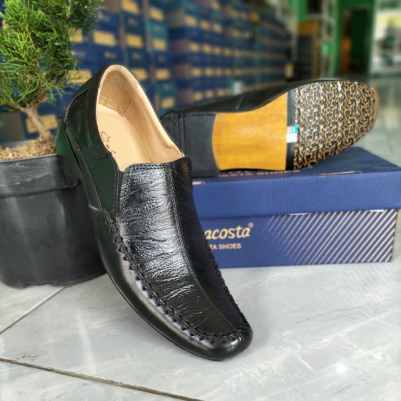 Lacosta Sepatu Pantofel Pria Kulit Asli 100% Tanpa tali