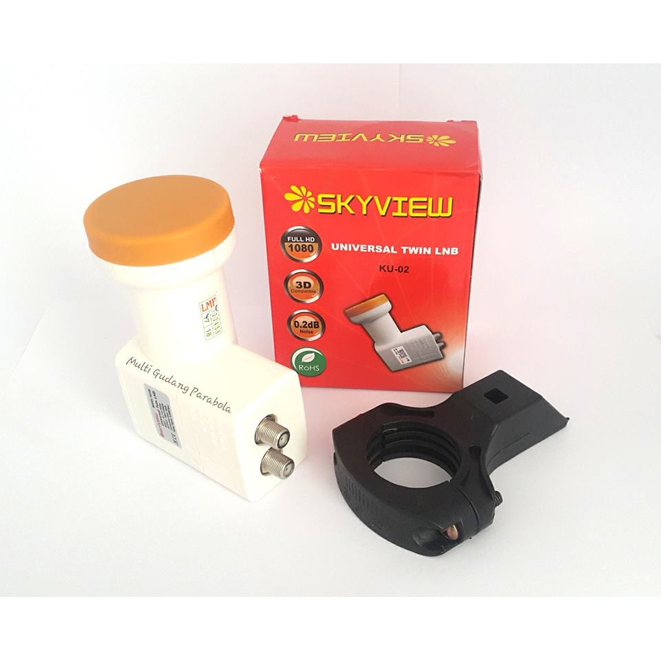 Lnb Skyview Dual (2 rcv/tv)  0.2 db + Braket Fiber Premium