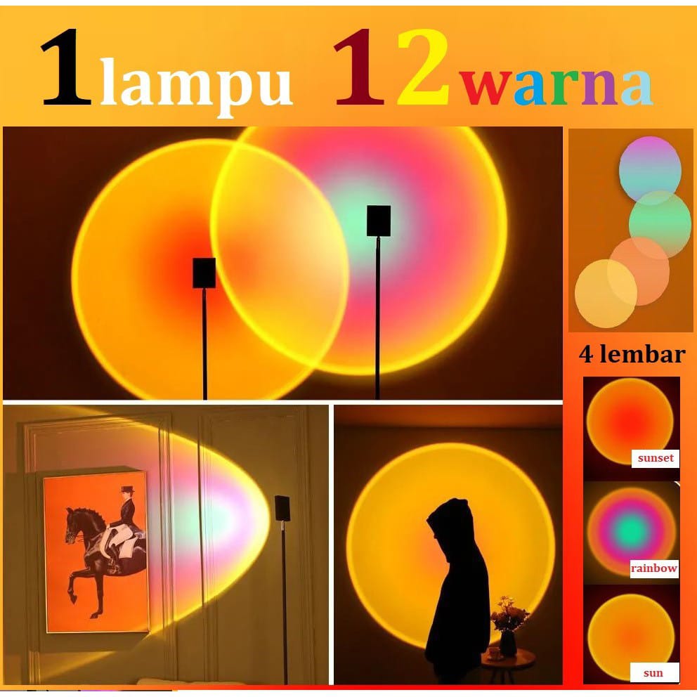 [NEW] LAMPU SUNSET LED / lampu background studio / lampu meja / LAMPU tidur / LAMPU PROYEKTOR SUNSET