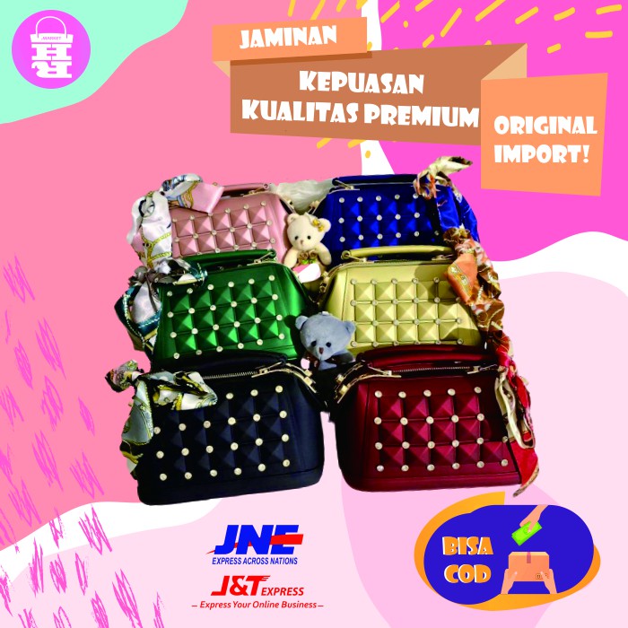 TAS SELEMPANG WANITA MURAH TAS WANITA IMPORT ORIGINAL DOCTOR STUD DIAMOND JELLY MATTE