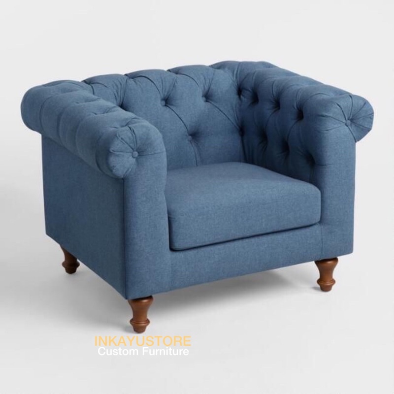 SOFA CHESTERFIELD SINGE KAIN DAPHNIE | SOFA SINGLE KAIN DAPHNIE MEWAH