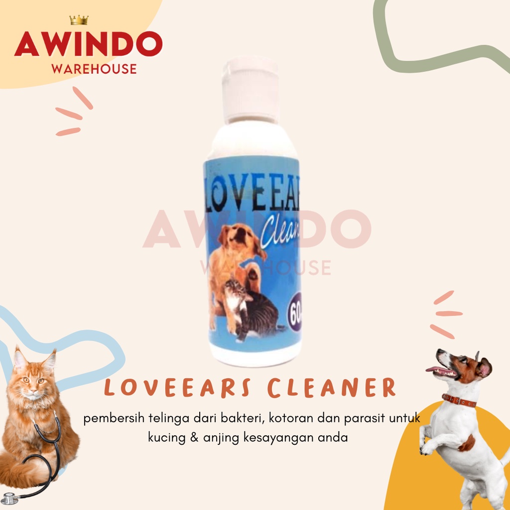 LOVEEEARS CLEANER BOTOL BIRU - Obat Pembersih Telinga Kuping Kucing Anjing Love Ears